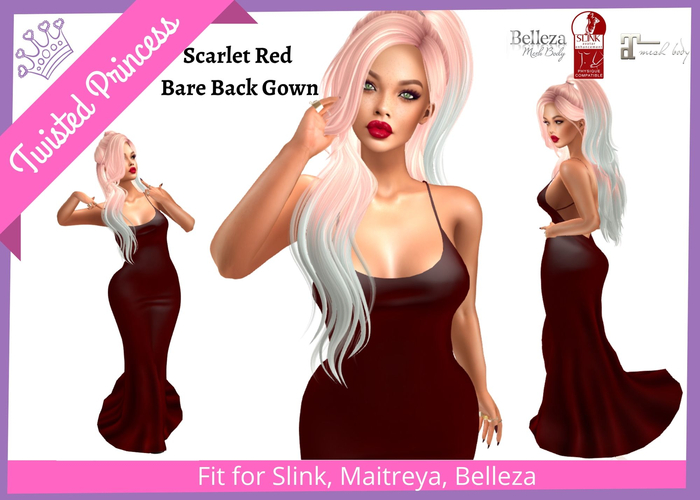 TP- Scarlet Red Bare Back Gown -packer