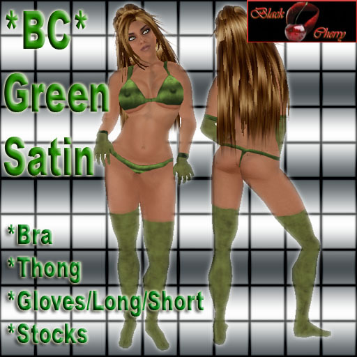 *BC* Green Satin Bra Thong