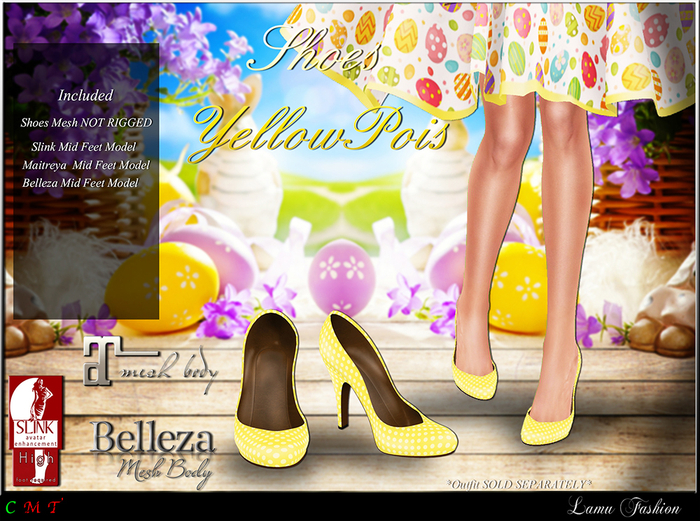 -Lamu Fashion-Shoes *Yellow Pois*