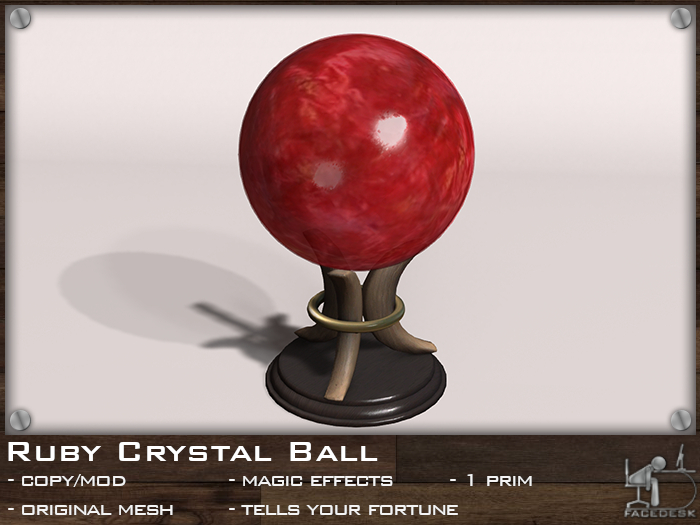 FaceDesk - Ruby Crystal Ball - Magic, Fortune telling, Wicca