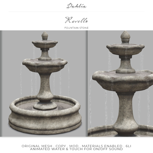 Dahlia - Ravello - Fountain Water Feature - Stone