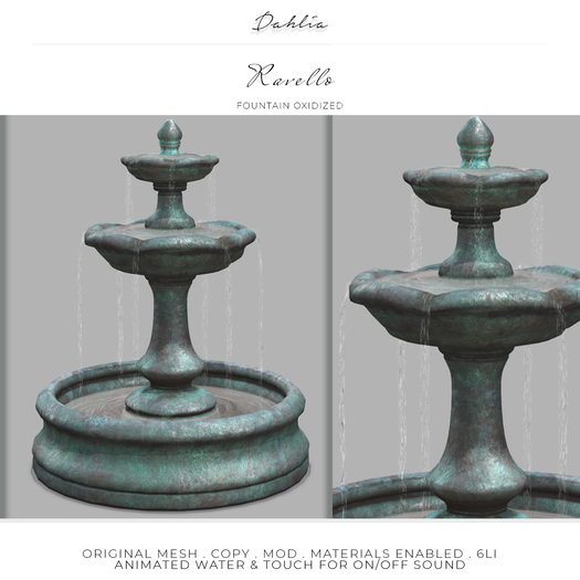 Dahlia - Ravello - Fountain Water Feature  - Oxidized 