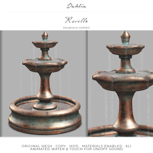 Dahlia - Ravello - Fountain Water Feature  - Copper 