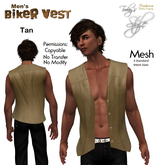 Mens Biker Vest - Tan
