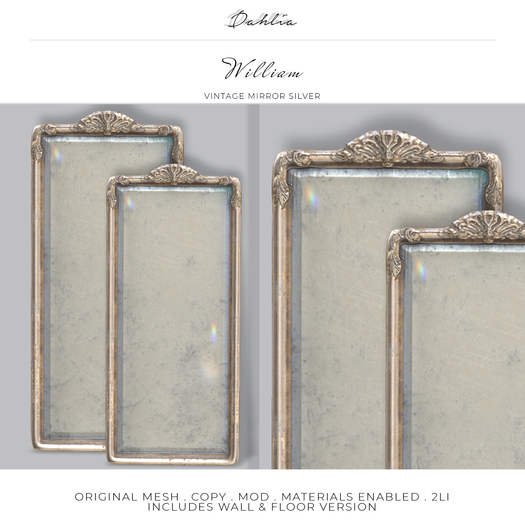 Dahlia - William - Ornate Vintage Mirror - Silver 