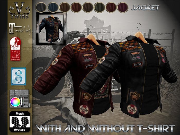 V-Twins Biker - Grease  Biker Male Jacket for Belleza Jake, Signature Gianni and Slink