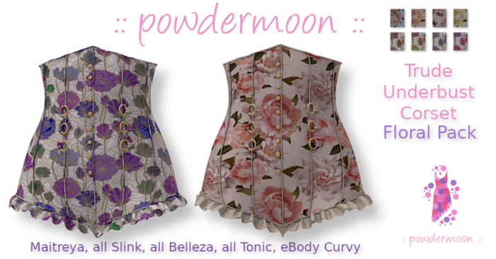 powdermoon - Trude Corset (Floral) With HUD