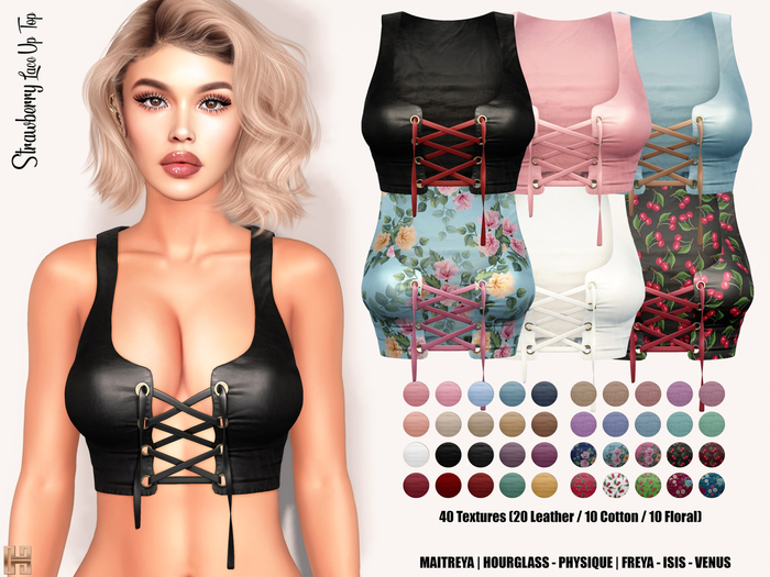 [hh] Strawberry Lace Up Top