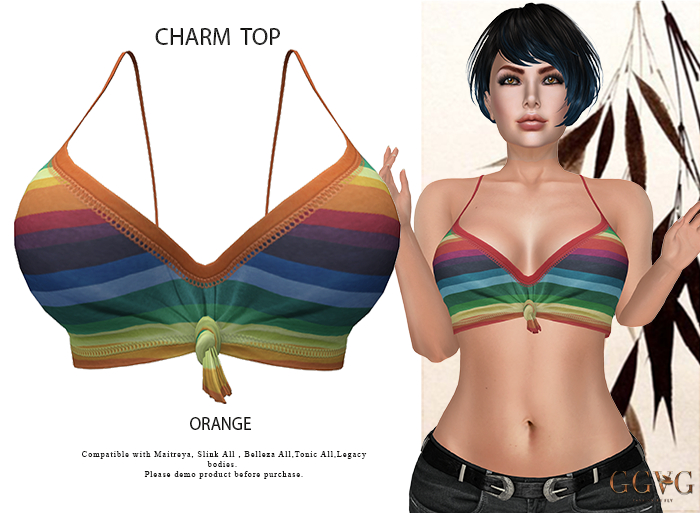 GGVG CHARM TOP ORANGE STRIKE