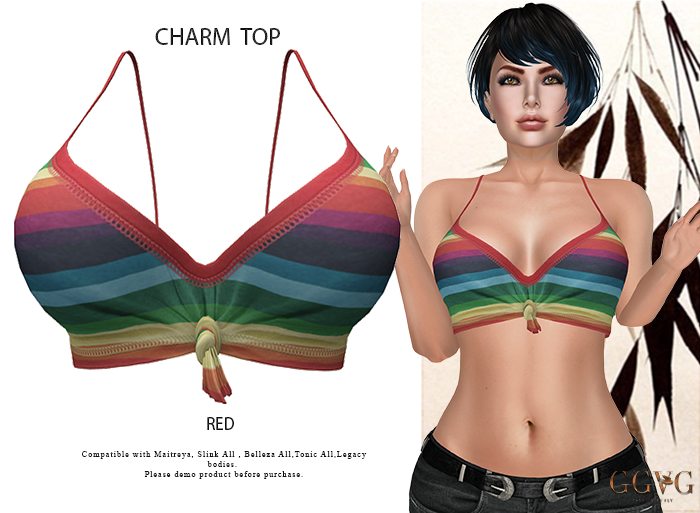 GGVG CHARM TOP RED STRIKE