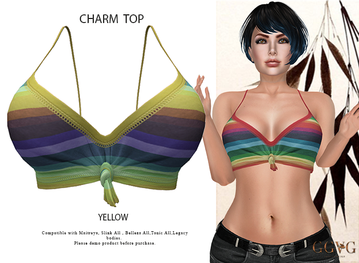 GGVG CHARM TOP YELLOW STRIKE