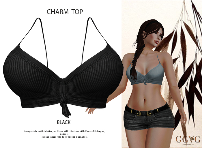 GGVG CHARM TOP BLACK SOLID