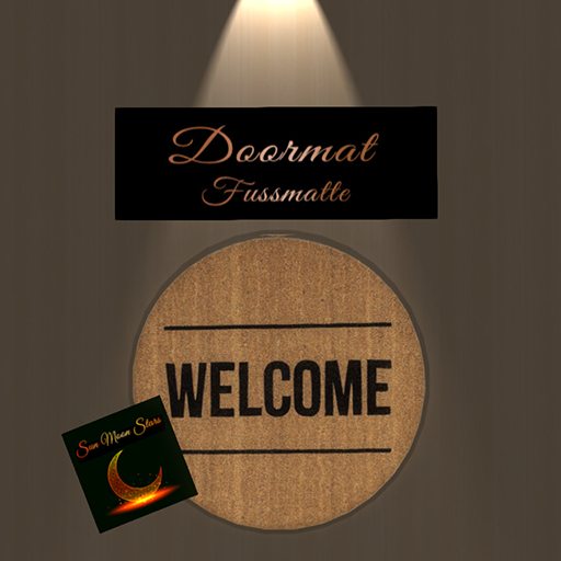 1 prim Mesh Doormat Round "Welcome" {SunMoonStars}