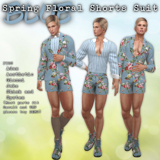 RRW ~ Blue Florals Shorts Suit (Add to Unpack)