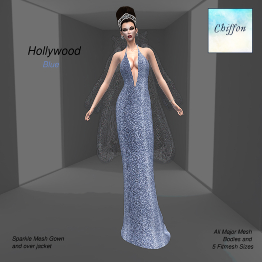 *CHIFFON* Hollywood Gown - Blue