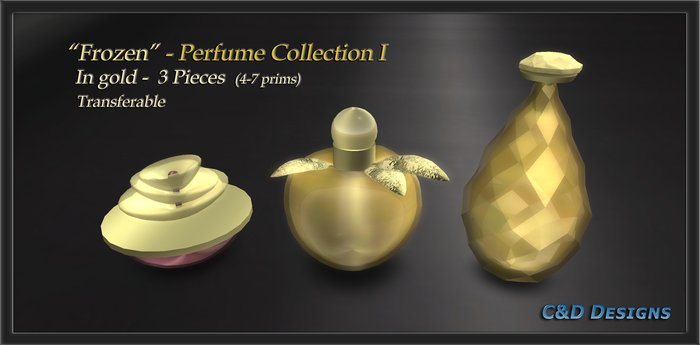 "Frozen" Perfume Collection I - Gold - DISCOUNTED 60% Off 