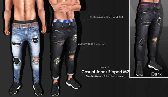 <Kalback> Casual Jeans Ripped M2 Dark