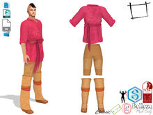 Dae Obj FBX Men's Tribal Outfit Shirt Pants Shoes Leg Wraps Slink Male, Belleza Jake, Signature