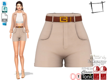 Dae Obj FBX For Beige High Waist Shorts With Belt Slink, Maitreya,Ocacin Voluptuous,Belleza,Tonic