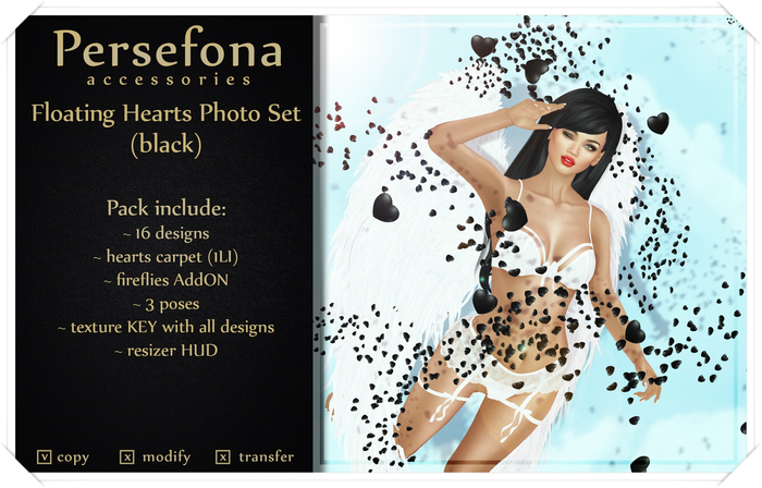 Persefona Floating Hearts Photo Set (black)
