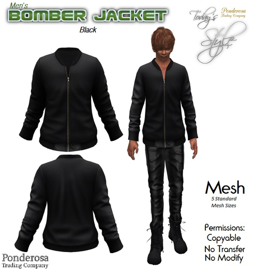 Bomber Jacket "Mens" - Black