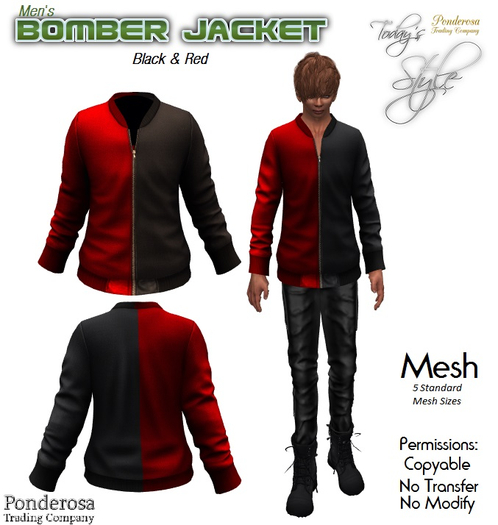 Bomber Jacket "Mens" - Black & Red