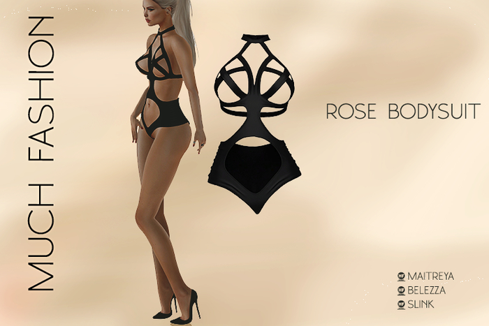 ..::MUCH FASHION::. ROSE BODYSUIT BLACK