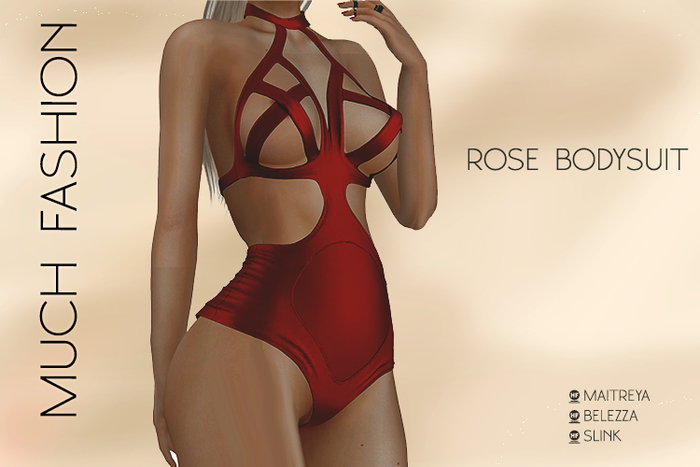..::MUCH FASHION::. ROSE BODYSUIT-RED