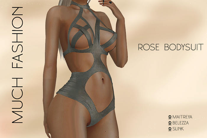 ..::MUCH FASHION::. ROSE BODYSUIT GREY SEQUIN
