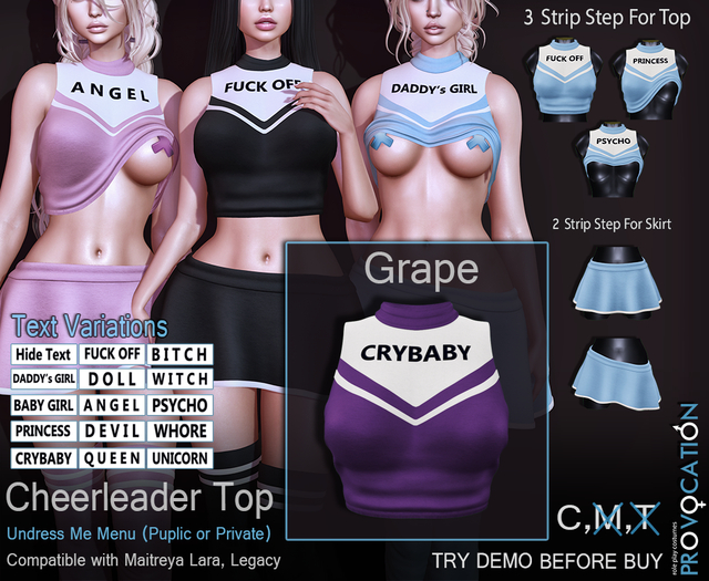 [Provocation] Cheerleader top-StripMe-Grape