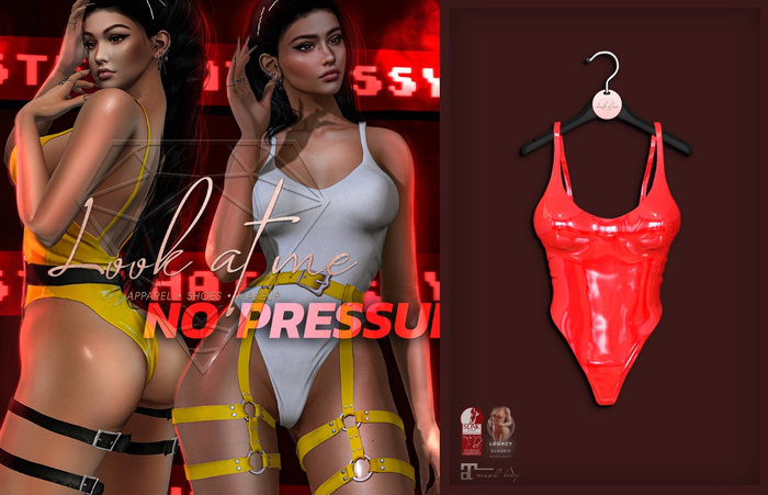 Look At Me. No Pressure : Bodysuit - LATEX  red