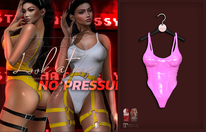 Look At Me. No Pressure : Bodysuit - LATEX  babypink