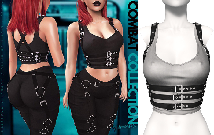 Demon Doll - Combat Top + Harness Grey