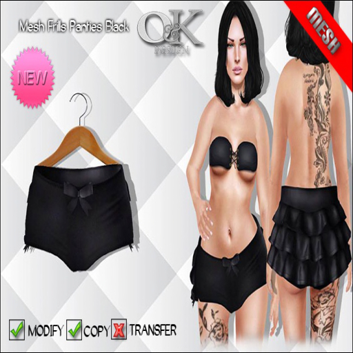 *O&K* Mesh Frills Panties Black