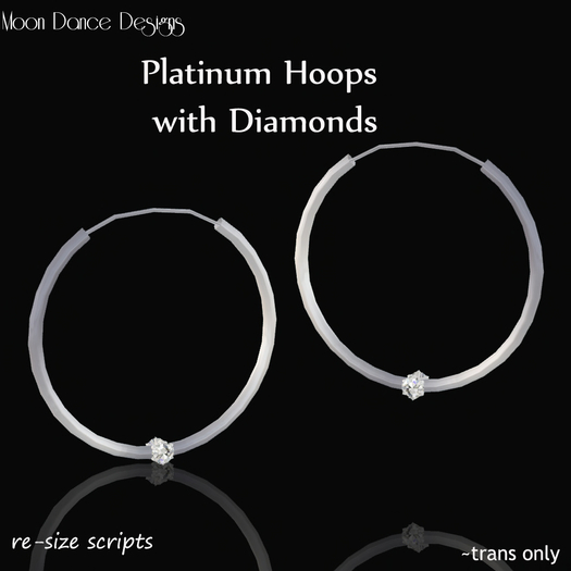.:MDD:. Platinum Hoops with Diamonds *Boxed*