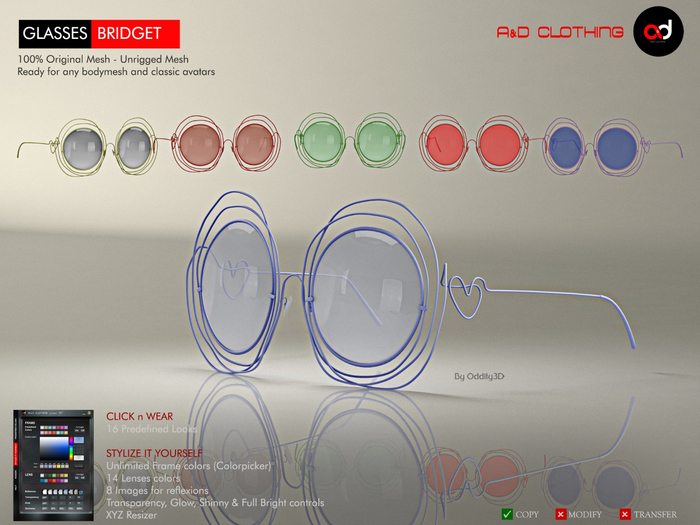 A&D Clothing - Glasses -Bridget- Deluxe