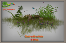 Lady's Garden - Glade with rabbits 8 Prim