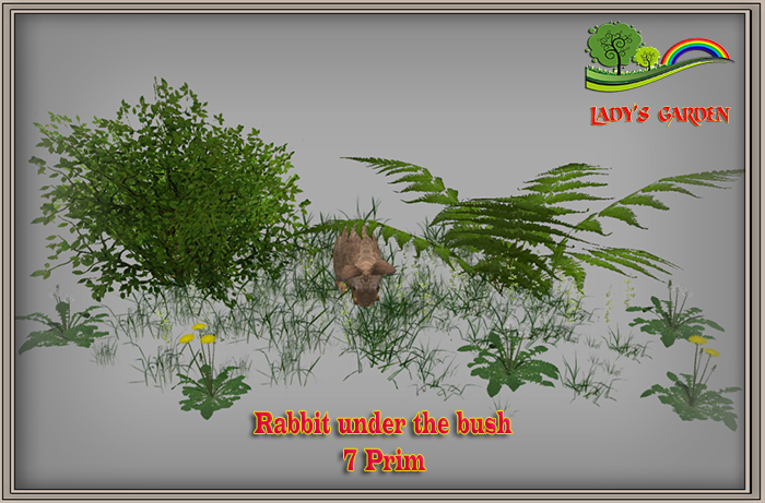 Lady's Garden - Rabbit under the bush 7 Prim