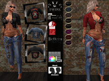 V-Twins Biker - Crow Female Biker Outfit for Maitreya, Slink and Belleza