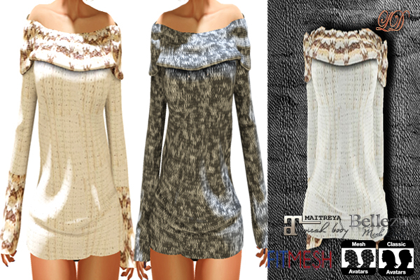 {LD}Clothing-Shoulder Sweater/Cream