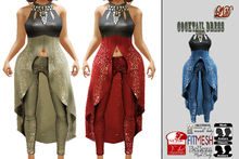 {LD}Clothing-Cocktail Halter Top With Pant/Blue
