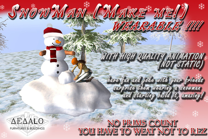 SnowMan (Make me!) WEARABLE * SPECIAL PRICE Merry Christmas Promo * 