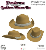 Western Hat Buckhorn with Rope Band - Gold