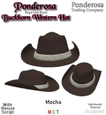 Western Hat Buckhorn with Rope Band - Mocha