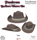 Western Hat Buckhorn with Rope Band - Tan