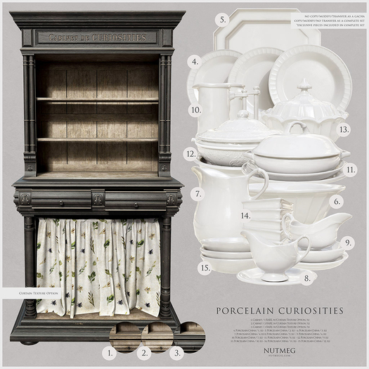 Nutmeg. Porcelain Curiosities Cabinet / 2 RARE