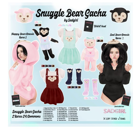 #SADGIRL - Snuggle Bear - Lilac Socks - Legacy