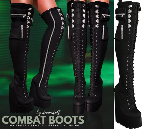 Demon Doll - Combat Boots Black