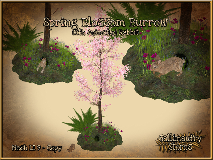 *GALLI* - MESH - Spring Blossom Burrow with Animated Rabbit, flowers & Plants
