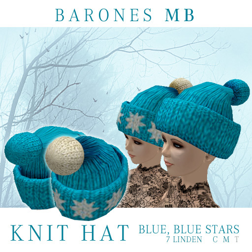 KNIT HAT BLUE & BLUE STARS